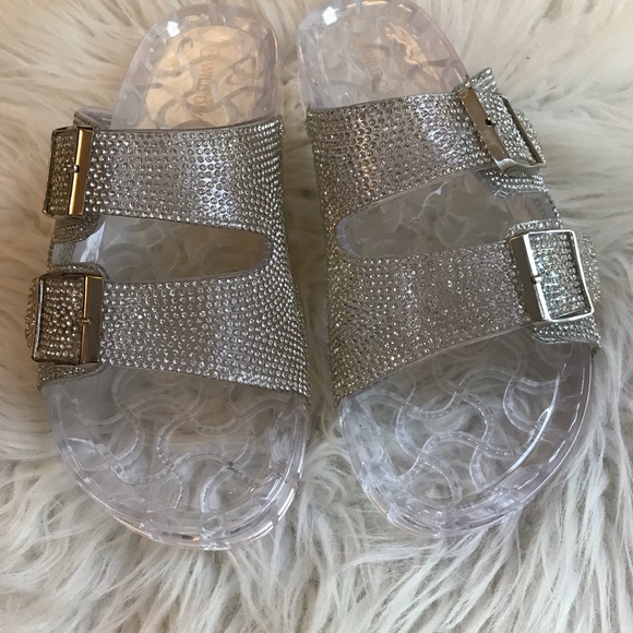 Rhinestone Clear Jelly Footbed Sandals - Picture 6 of 16